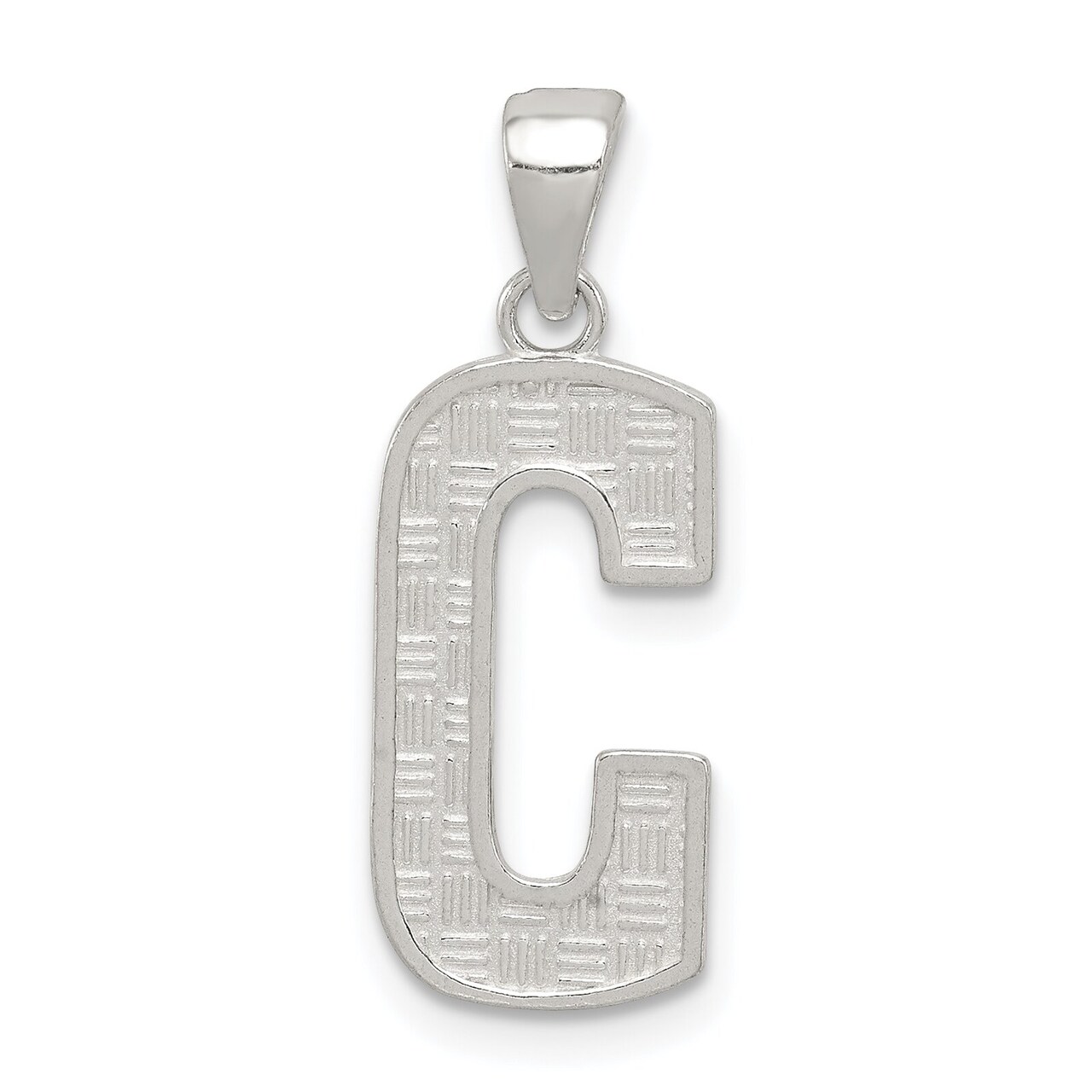 Sterling Silver Initial Letter C Charm Pendant Jewelry 25mm x 9mm